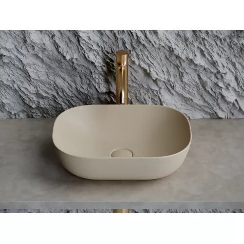 Умывальник чаша Ceramica Nova накладная прямоугольная (цвет Капучино Матовый) Element 455*325*135мм, Выбрать цвет: Бежевый, изображение 2