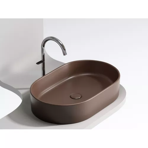 Умывальник чаша Ceramica Nova накладная овальная (цвет Темно-Коричневый Матовый) Element 608*385*122мм, Выбрать цвет: Коричневый, изображение 3