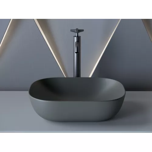Умывальник чаша Ceramica Nova накладная прямоугольная (цвет Темный Антрацит Матовый) Element 455*325*135мм, Выбрать цвет: Темно-серый, изображение 3