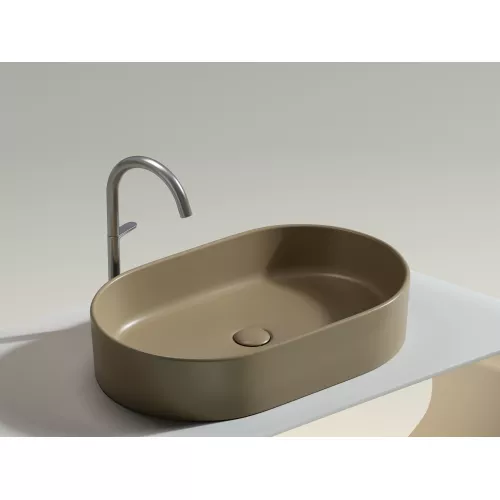 Умывальник чаша Ceramica Nova накладная овальная (цвет Капучино Матовый) Element 608*385*122мм, Выбрать цвет: Бежевый, изображение 4