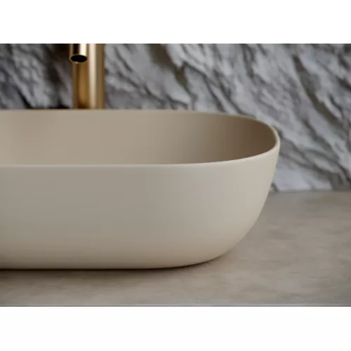 Умывальник чаша Ceramica Nova накладная прямоугольная (цвет Капучино Матовый) Element 455*325*135мм, Выбрать цвет: Бежевый, изображение 3