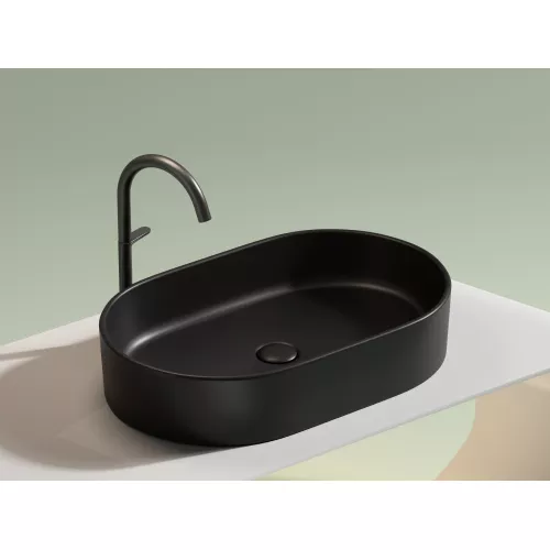 Умывальник чаша Ceramica Nova накладная овальная (цвет Черный Матовый) Element 608*385*122мм, Выбрать цвет: Черный, изображение 4