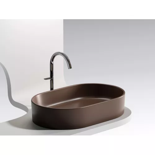 Умывальник чаша Ceramica Nova накладная овальная (цвет Темно-Коричневый Матовый) Element 608*385*122мм, Выбрать цвет: Коричневый, изображение 4