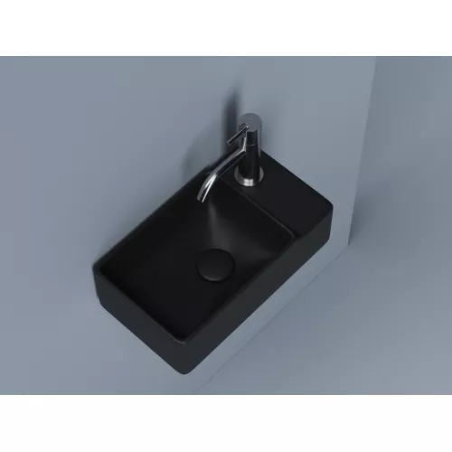 Ceramica Nova Умывальник подвесной прямоугольный (чаша слева, отверстие под смеситель справа) цвет черный матовый Element 395*220*125мм, Выбрать цвет: Черный, Ориентация: правая, изображение 4