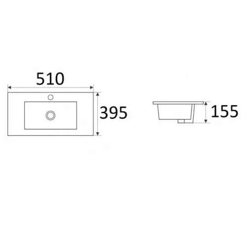 Раковина врезная прямоугольная CeramaLux 9393, Выбрать размер: 50, изображение 6