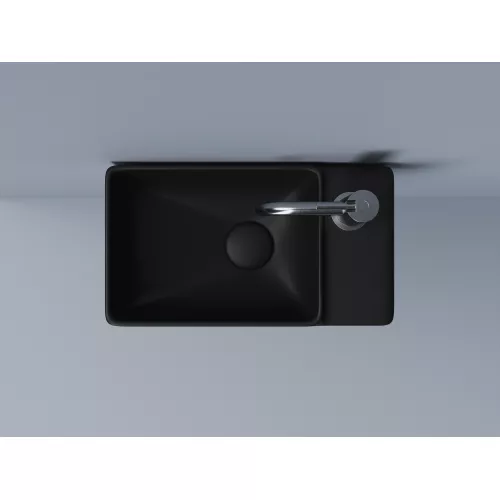 Ceramica Nova Умывальник подвесной прямоугольный (чаша слева, отверстие под смеситель справа) цвет черный матовый Element 395*220*125мм, Выбрать цвет: Черный, Ориентация: правая, изображение 5
