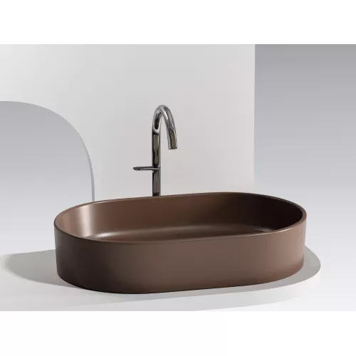 Умывальник чаша Ceramica Nova накладная овальная (цвет Темно-Коричневый Матовый) Element 608*385*122мм, Выбрать цвет: Коричневый, изображение 5