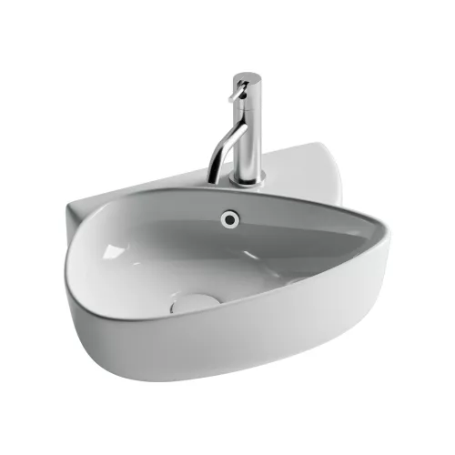 Раковина подвесная Ceramica Nova с отверстием под смеситель, с системой слива- перелива, 495*350*155, цвет белый, изображение 6