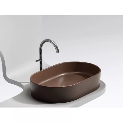 Умывальник чаша Ceramica Nova накладная овальная (цвет Темно-Коричневый Матовый) Element 608*385*122мм, Выбрать цвет: Коричневый, изображение 7
