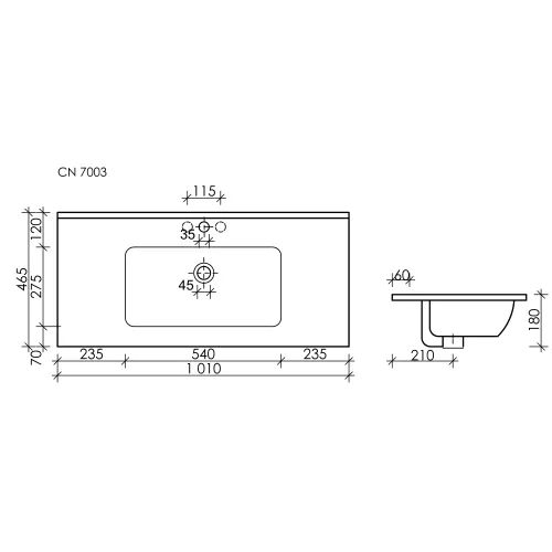 Умывальник Ceramica Nova накладной прямоугольный (цвет Черный Матовый) Element 1010*465*180мм, Ширина , в см: 101, Выбрать цвет: Черный, изображение 3