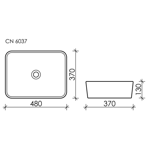 Умывальник чаша Ceramica Nova накладная прямоугольная Element 480*370*130мм, изображение 8