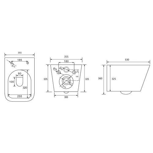 Унитаз ABBER Rechteck AC1201T подвесной белый, безободковый, смыв торнадо, изображение 10