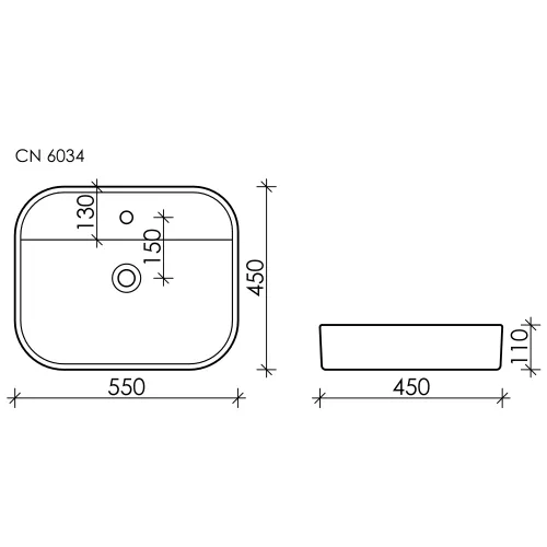 Умывальник чаша Ceramica Nova накладная прямоугольная Element 550*450*110мм, изображение 8