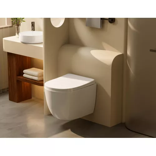 Унитаз ABBER Bequem AC1100T подвесной белый, безободковый, смыв торнадо, изображение 3