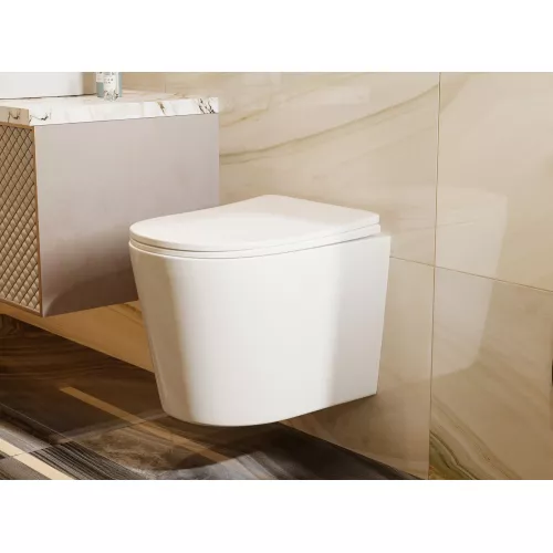 Унитаз ABBER Bequem AC1102T подвесной белый, безободковый, смыв торнадо, изображение 3