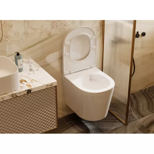 Унитаз ABBER Bequem AC1102T подвесной белый, безободковый, смыв торнадо, изображение 4