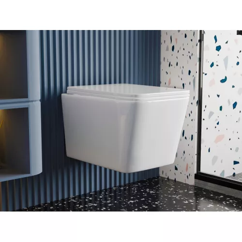 Унитаз ABBER Rechteck AC1201T подвесной белый, безободковый, смыв торнадо, изображение 2