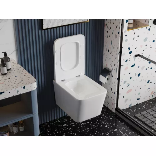 Унитаз ABBER Rechteck AC1201T подвесной белый, безободковый, смыв торнадо, изображение 3