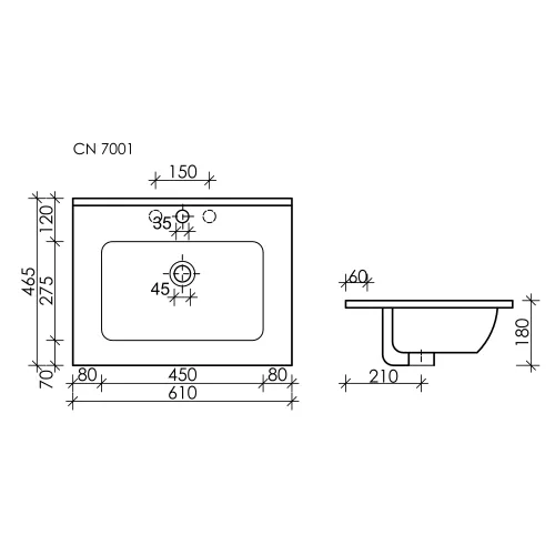 Умывальник Ceramica Nova накладной прямоугольный (цвет Черный Матовый) Element 610*465*180мм, Ширина , в см: 61, Выбрать цвет: Черный, изображение 3