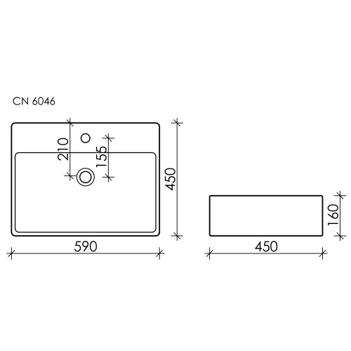Умывальник чаша Ceramica Nova накладная прямоугольная Element 590*450*160мм, Ширина , в см: 59, изображение 9