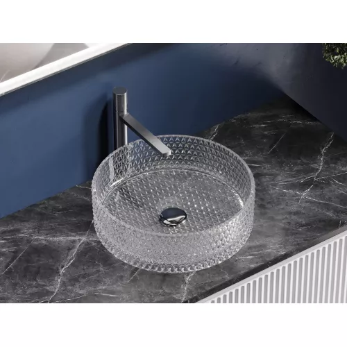 Санфаянс: Умывальник чаша Ceramica Nova накладная круглая (прозрачная) Cristal 360*360*112мм 1 в магазине Акватория