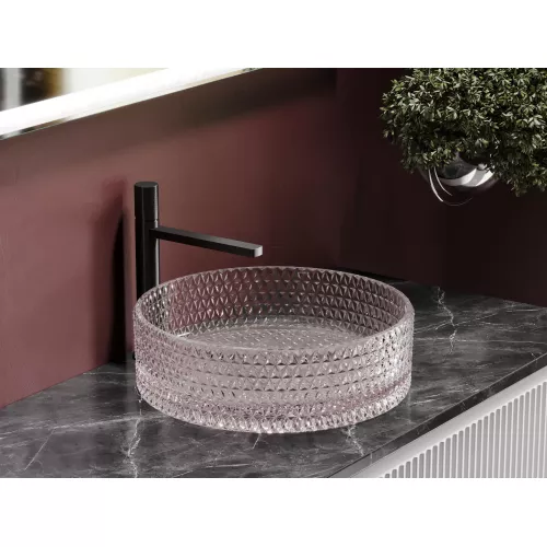 Умывальник чаша Ceramica Nova накладная круглая (цвет розовый) Cristal 360*360*112мм, Выбрать цвет: Розовый, изображение 11