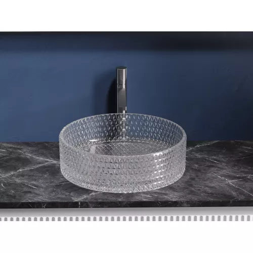 Умывальник чаша Ceramica Nova накладная круглая (прозрачная) Cristal 360*360*112мм, Выбрать цвет: Прозрачный, изображение 3