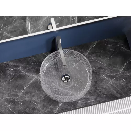 Умывальник чаша Ceramica Nova накладная круглая (прозрачная) Cristal 360*360*112мм, Выбрать цвет: Прозрачный, изображение 5