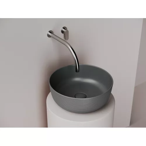 Санфаянс: Раковина Ceramica Nova накладная круглая 356*356*135, без перелива, цвет темный антрацит матовый 1 в магазине Акватория