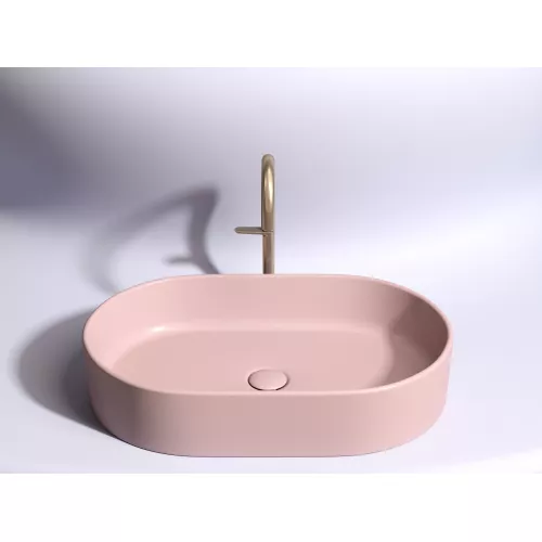 Умывальник чаша Ceramica Nova  накладная овальная (цвет Розовый Матовый) Element 608*385*122мм, Выбрать цвет: Розовый, изображение 2