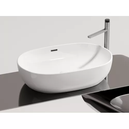 Умывальник чаша Ceramica Nova накладная овальная со сливом переливом Element 610*420*155мм, изображение 2