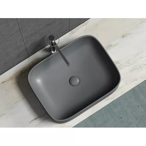 Умывальник чаша Ceramica Nova накладная прямоугольная (цвет Темный Антрацит Матовый) Element 505*380*150мм, Выбрать цвет: Темный антрацит матовый, изображение 2