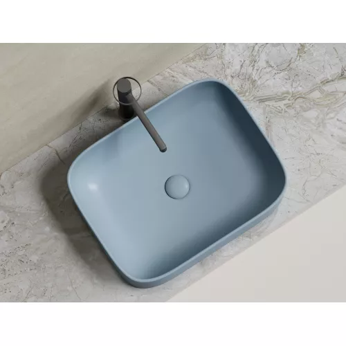 Умывальник чаша Ceramica Nova накладная прямоугольная (цвет Серо-Голубой Матовый) Element 505*380*150мм, Выбрать цвет: Серо-голубой, изображение 2