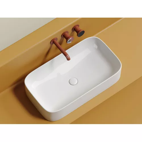 Умывальник чаша Ceramica Nova  накладная прямоугольная Element 705*380*150мм, Выбрать цвет: Белый