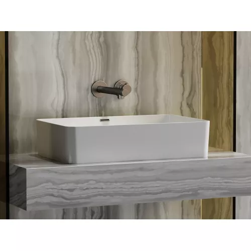 Умывальник чаша Ceramica Nova накладная прямоугольная со сливом переливом Element 605*385*140мм, изображение 3