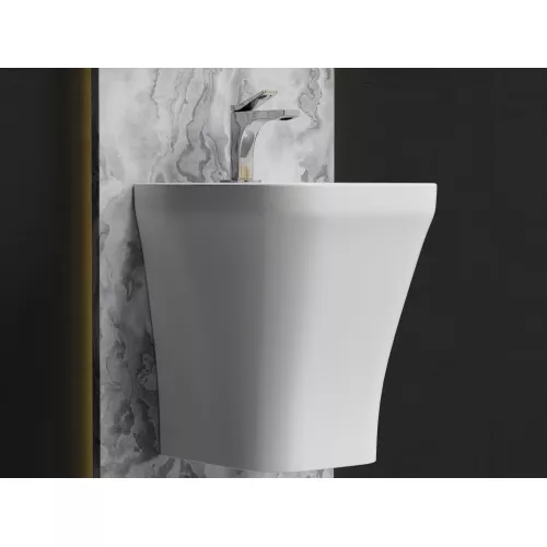 Раковина Ceramica Nova моноблок подвесная DION с отверстием под смеситель, со сливом переливом, Выбрать цвет: Белый, изображение 6