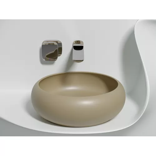 Умывальник чаша Ceramica Nova накладная круглая (цвет Капучино Матовый) Element 360*360*120мм, Выбрать цвет: Бежевый, изображение 2