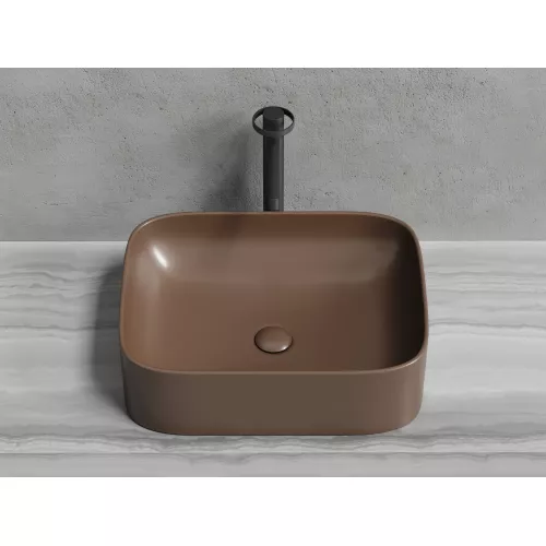 Умывальник чаша Ceramica Nova накладная прямоугольная (цвет Темно-Коричневый Матовый) Element 505*380*150мм, Выбрать цвет: Коричневый, изображение 2