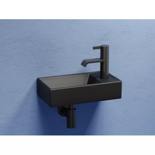 Умывальник подвесной Ceramica Nova L/R,  черный матовый Element 407*217*100, Выбрать цвет: Черный матовый, Ориентация: левая, изображение 2