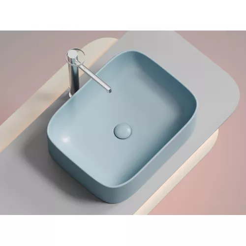 Умывальник чаша Ceramica Nova накладная прямоугольная (цвет Голубой Матовый) Element 505*380*150мм, Выбрать цвет: Голубой, изображение 2