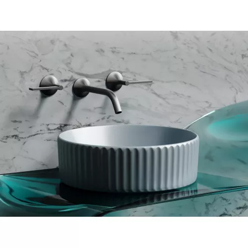 Умывальник чаша Ceramica Nova накладная круглая (цвет Серо-Голубой Матовый) Element 360*360*115мм, Выбрать цвет: Серо-голубой, изображение 2