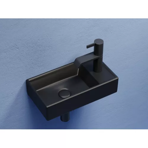 Умывальник подвесной Ceramica Nova L/R,  черный матовый Element 407*217*100, Выбрать цвет: Черный матовый, Ориентация: левая