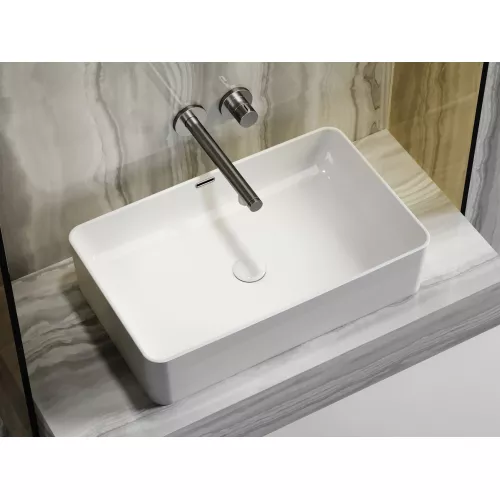 Умывальник чаша Ceramica Nova накладная прямоугольная со сливом переливом Element 605*385*140мм