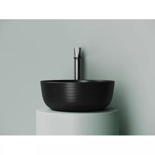 Раковина Ceramica Nova накладная круглая 356*356*135, без перелива, цвет черный матовый, Выбрать цвет: Черный, изображение 2
