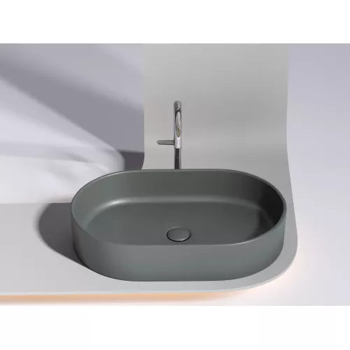 Умывальник чаша Ceramica Nova накладная овальная (цвет Темный Антрацит Матовый) Element 608*385*122мм, Выбрать цвет: Темно-серый, изображение 2