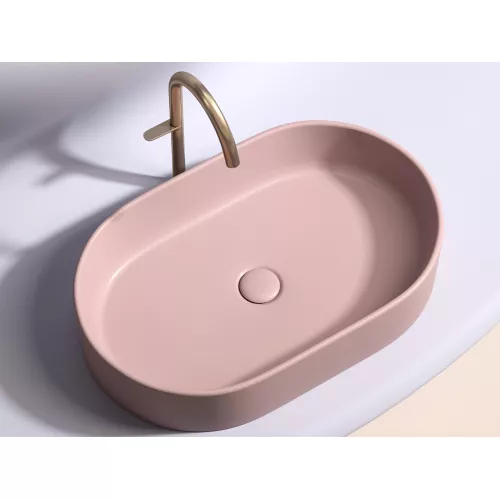 Умывальник чаша Ceramica Nova  накладная овальная (цвет Розовый Матовый) Element 608*385*122мм, Выбрать цвет: Розовый