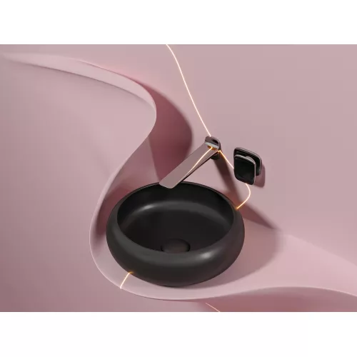 Умывальник чаша Ceramica Nova накладная круглая (цвет Черный Матовый) Element 360*360*120мм, Выбрать цвет: Черный, изображение 3