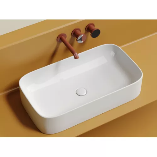 Умывальник чаша Ceramica Nova  накладная прямоугольная Element 705*380*150мм, Выбрать цвет: Белый, изображение 2