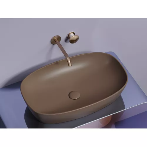 Умывальник чаша Ceramica Nova накладная овальная (цвет Темно-Коричневый Матовый) 600*380*138мм, Выбрать цвет: Коричневый, изображение 3