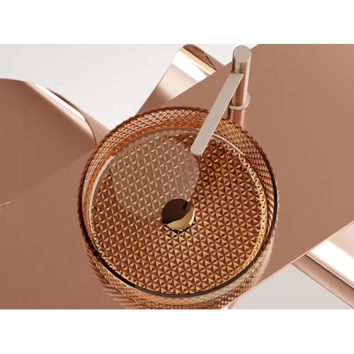 Умывальник чаша Ceramica Nova  накладная круглая (цвет бежевый) Cristal 360*360*112мм, Выбрать цвет: Бежевый, изображение 3